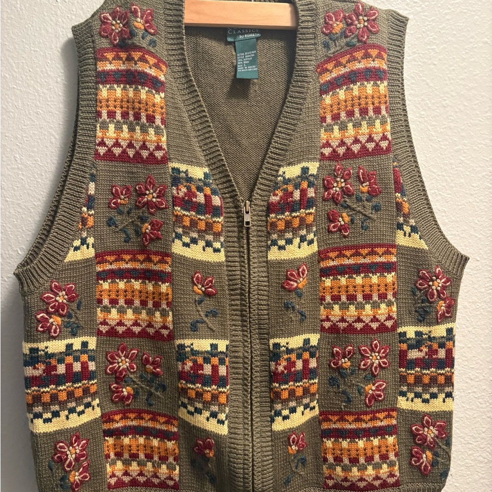 Koret Brown and Red Zip Up Sweater